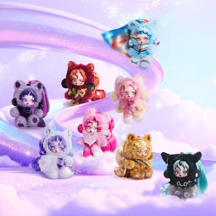 pop mart skullpanda × my little pony series plush doll pendant blind box action toys figure birthday gift kid toy