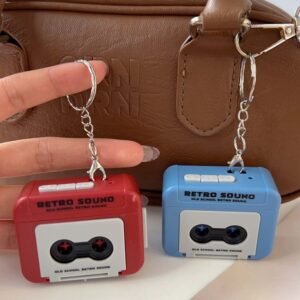 Vintage Recordable Tape Recorder Couple Gift Keychain Portable Mini Player Keyring Can Play Music 300x300