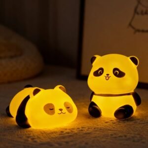 Panda LED Night Light Living Room Cute Panda Plastic Lamp Bedside Decor Creative Kids Night Light Birthday Gift Cake Decor sanrio characters fox island plush blind box